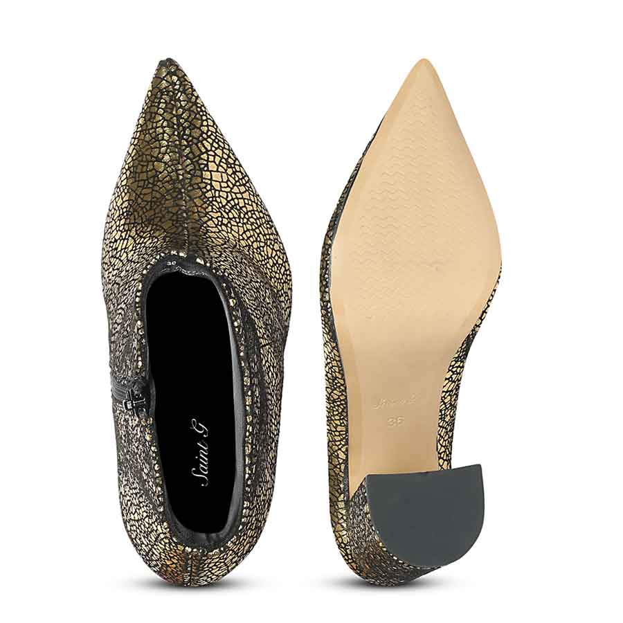 Saint Lorena Gold Metallic Leather High Ankle Boots - Image 6