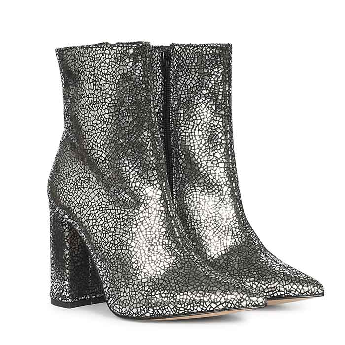Saint Lorena Silver Metallic Leather High Ankle Boots - Image 2