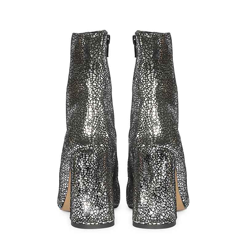 Saint Lorena Silver Metallic Leather High Ankle Boots - Image 4