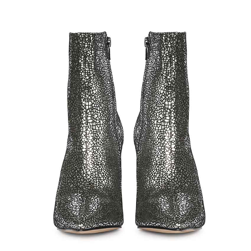 Saint Lorena Silver Metallic Leather High Ankle Boots - Image 5