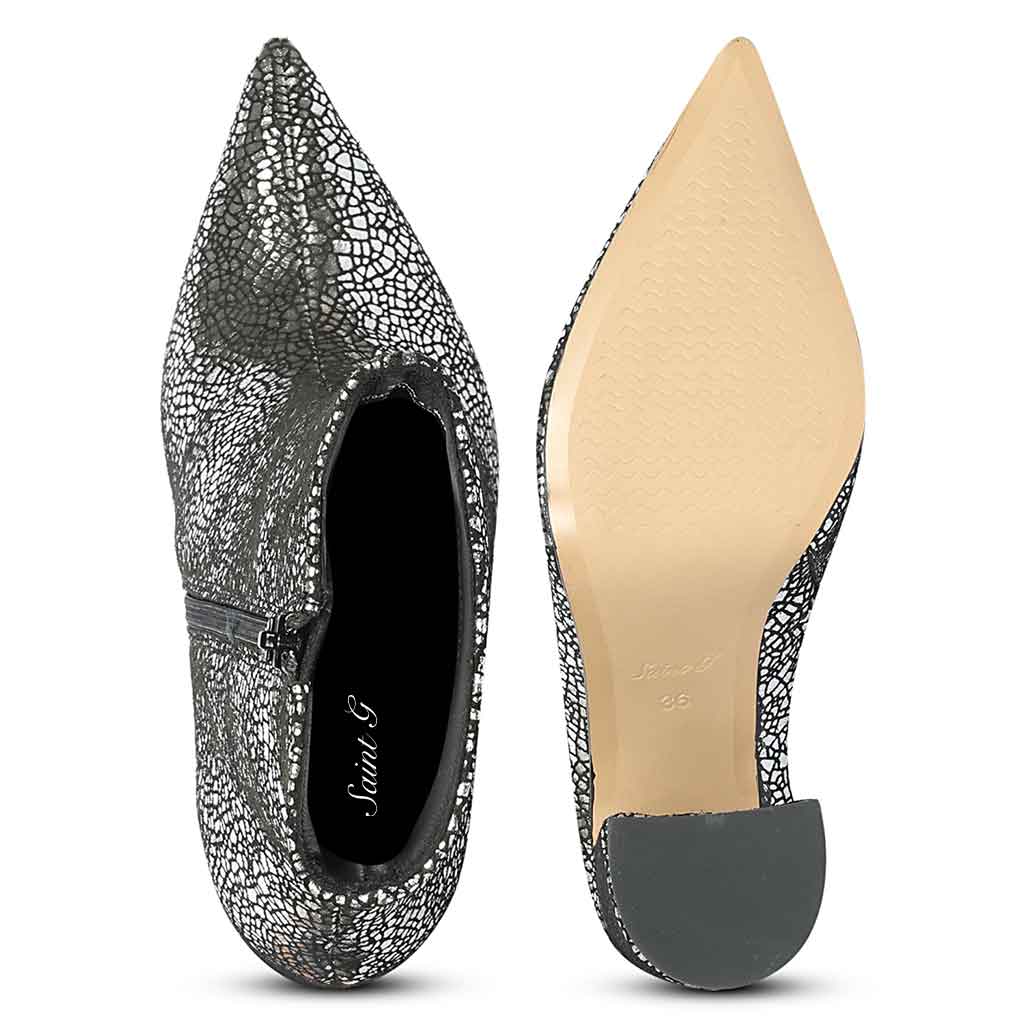Saint Lorena Silver Metallic Leather High Ankle Boots - Image 6