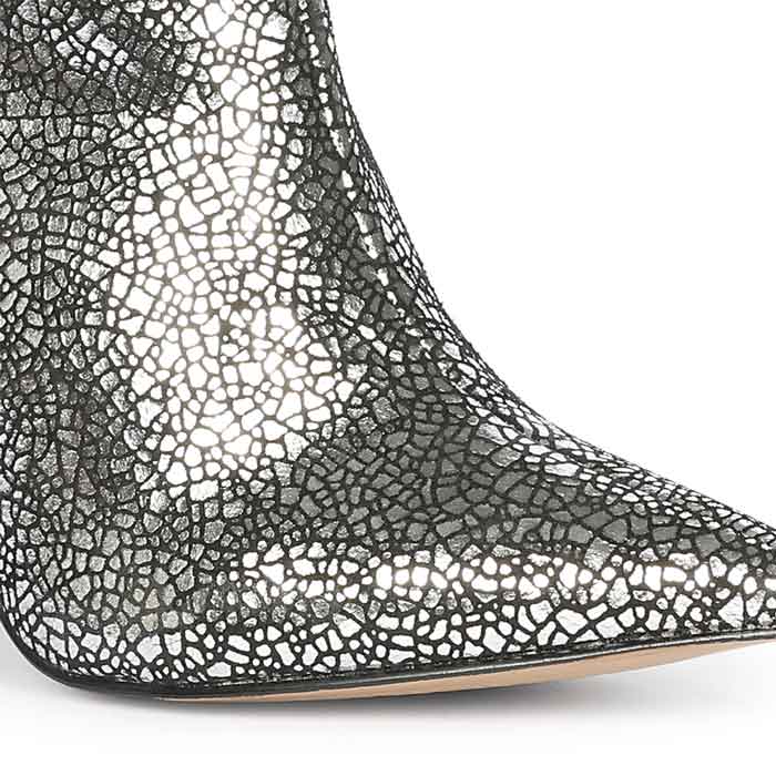 Saint Lorena Silver Metallic Leather High Ankle Boots - Image 7