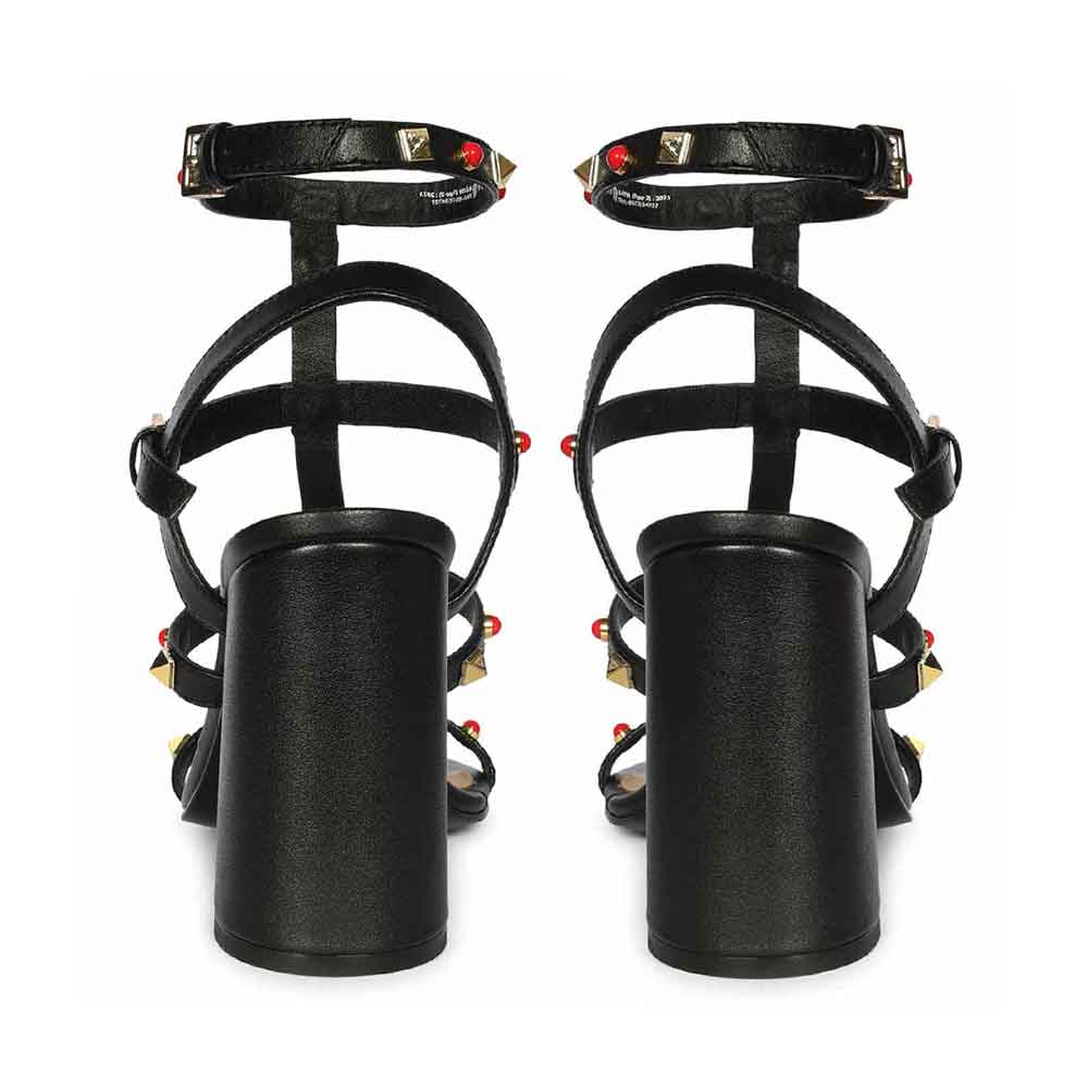 Saint Lorien Black Leather Studded Block Heels - Image 4