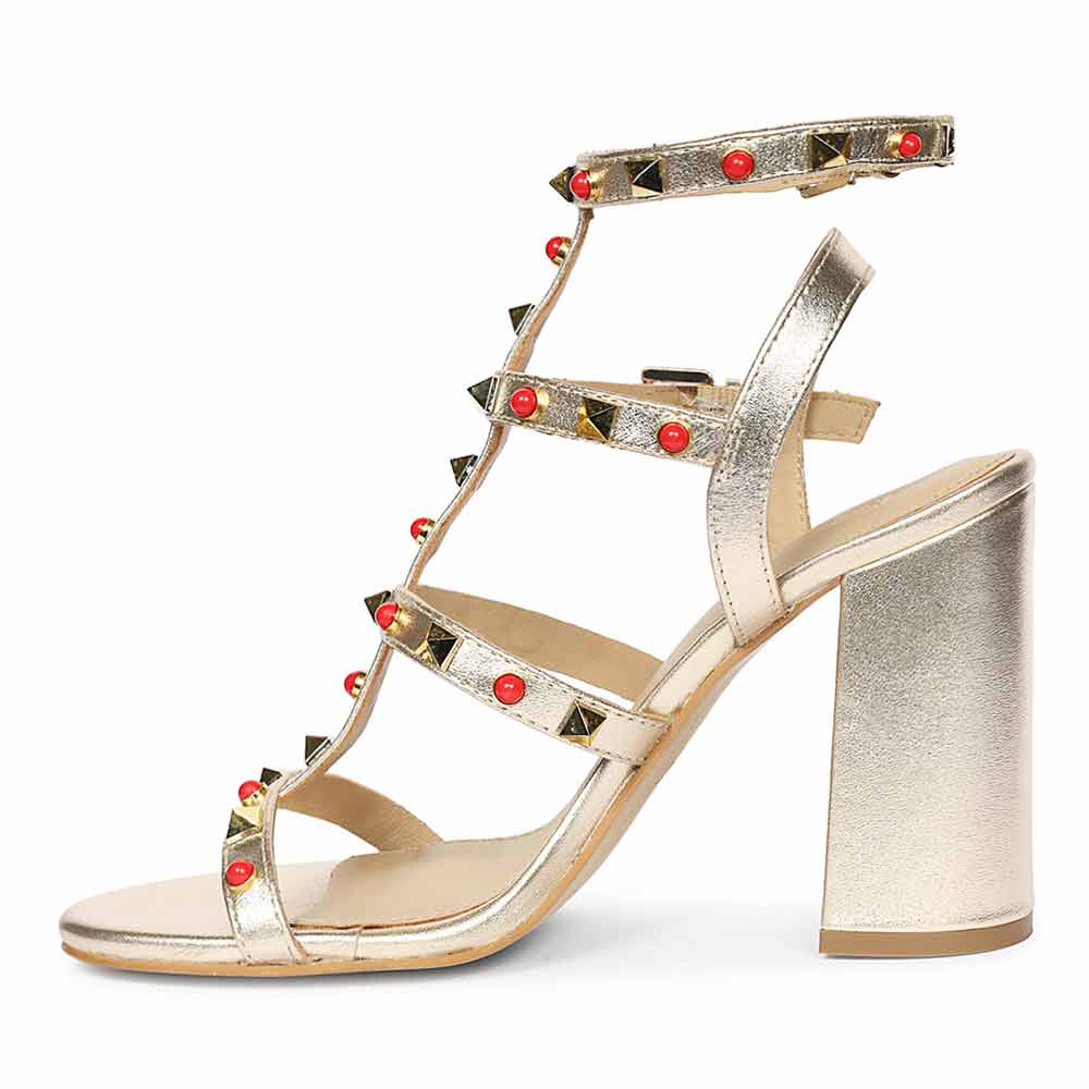 Saint Lorien Platin Leather Studded Block Heels - Image 4