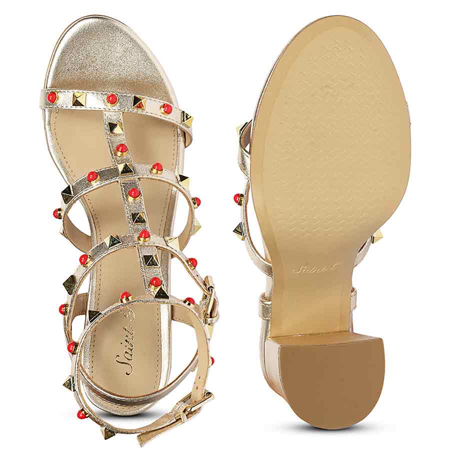 Saint Lorien Platin Leather Studded Block Heels - Image 7