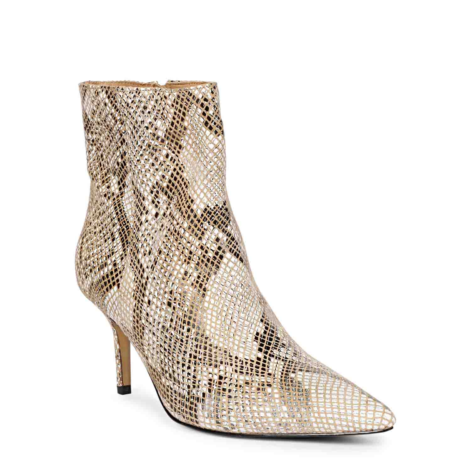 Saint Lottie Brown Snake Print Leather Kitten Heel Ankle Boots - Image 5