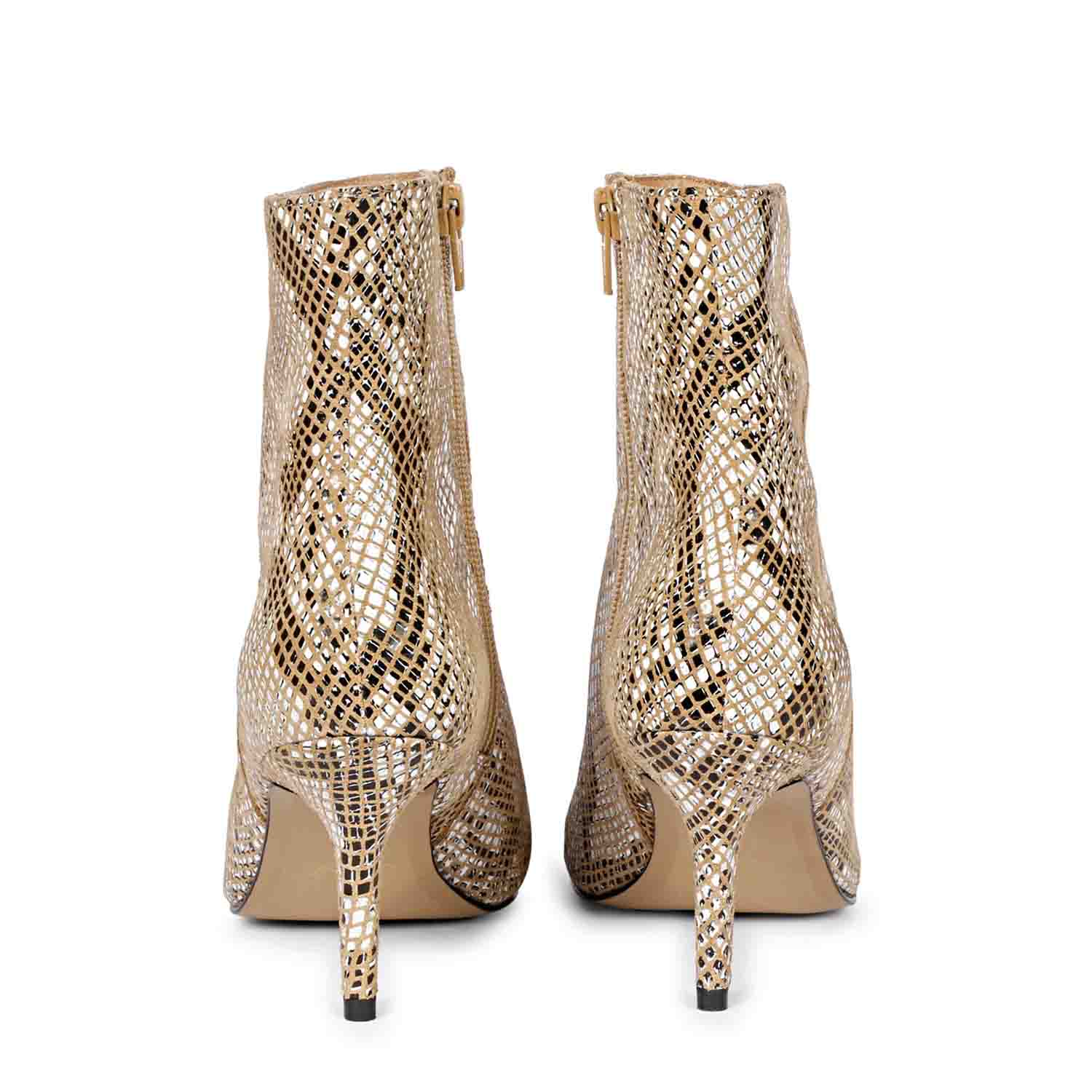 Saint Lottie Brown Snake Print Leather Kitten Heel Ankle Boots - Image 6