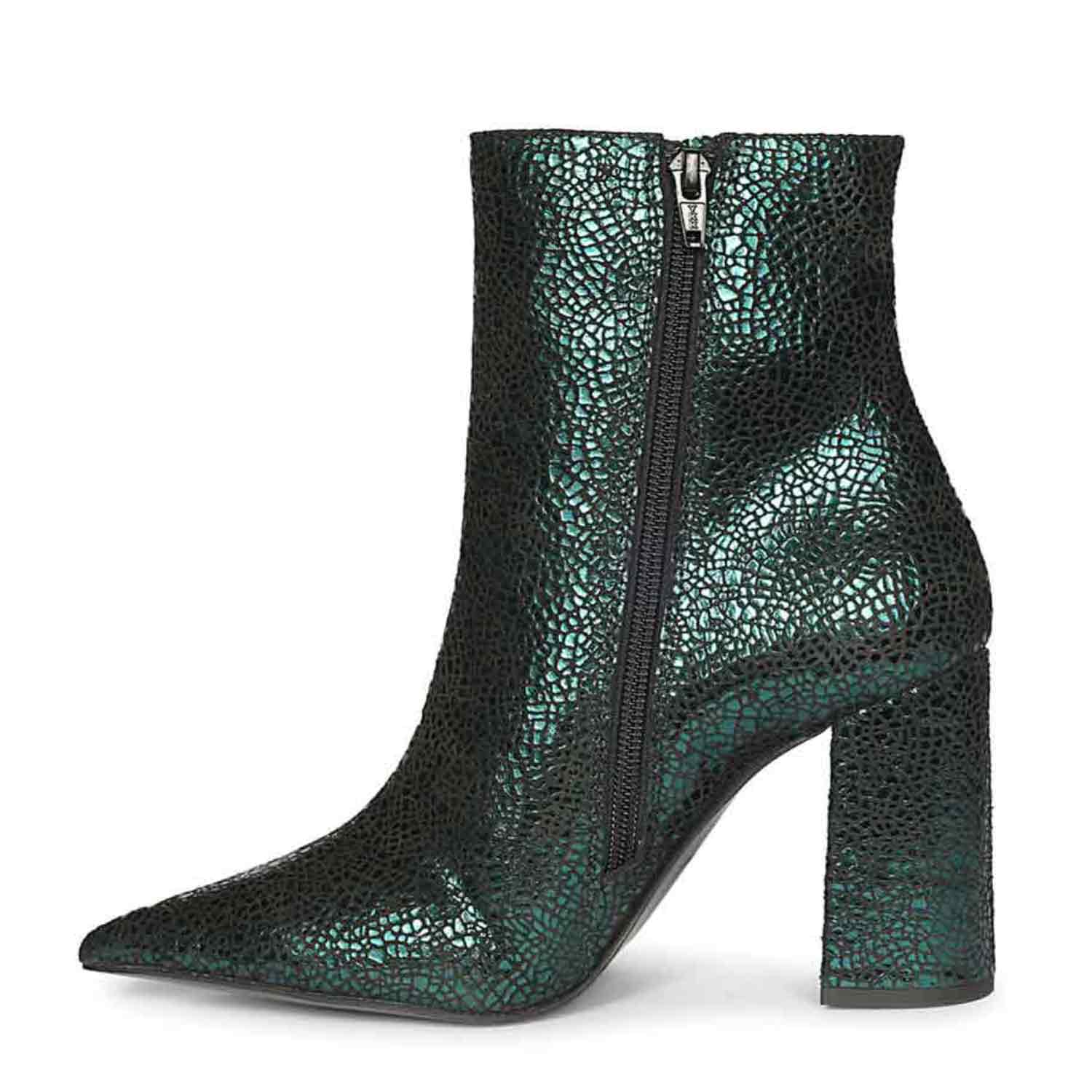Saint Lorena Green Metallic Leather High Ankle Boots - Image 4