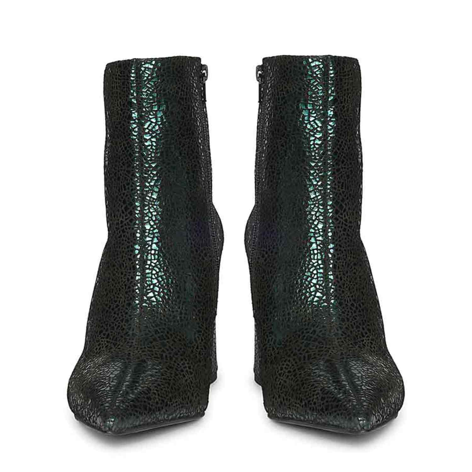 Saint Lorena Green Metallic Leather High Ankle Boots - Image 5