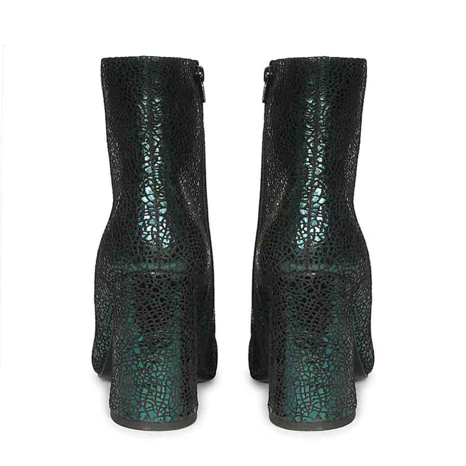 Saint Lorena Green Metallic Leather High Ankle Boots - Image 6