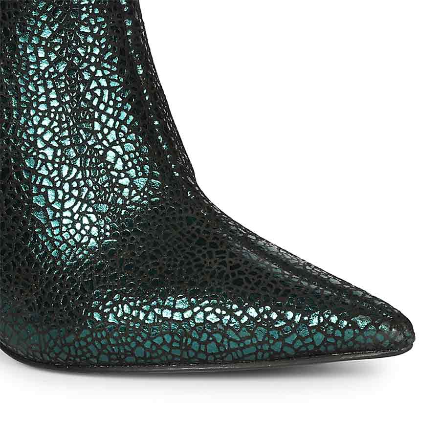 Saint Lorena Green Metallic Leather High Ankle Boots - Image 7