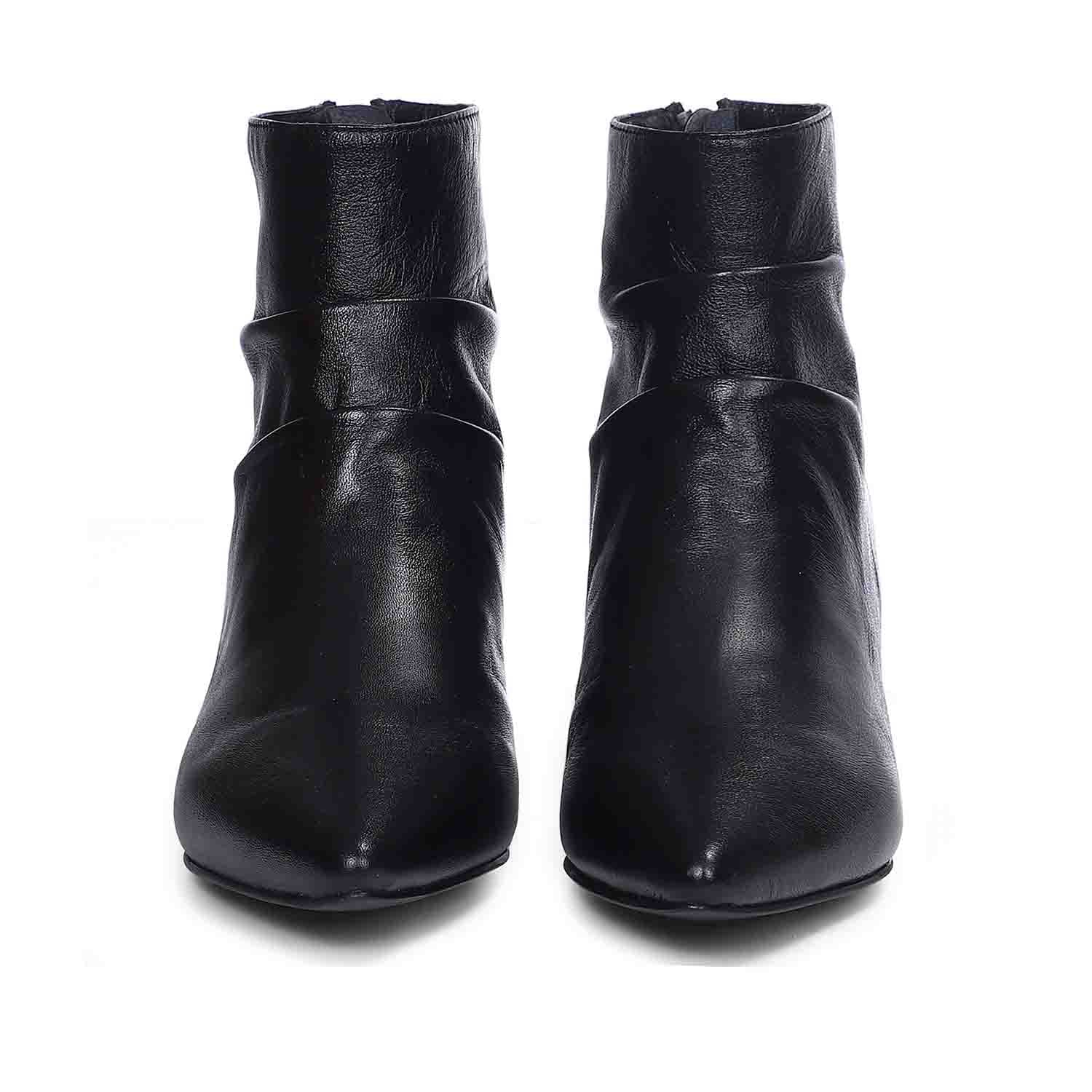 Saint Lovina Black Slouch Leather Kitten Heel Ankle Boots - Image 5