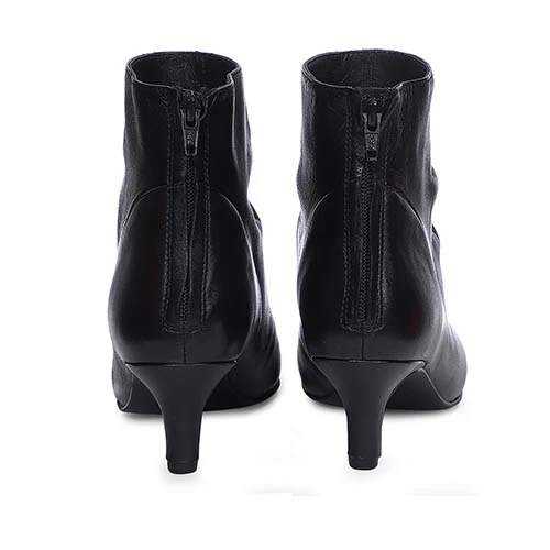 Saint Lovina Black Slouch Leather Kitten Heel Ankle Boots - Image 6