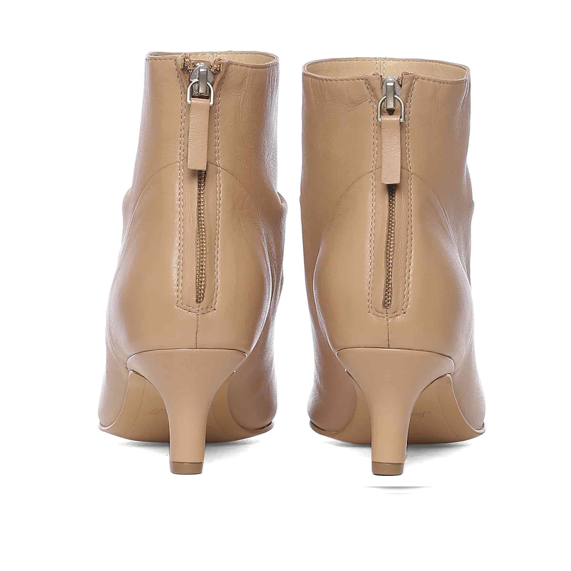 Saint Lovina Nude Slouch Leather Kitten Heel Ankle Boots - Image 5