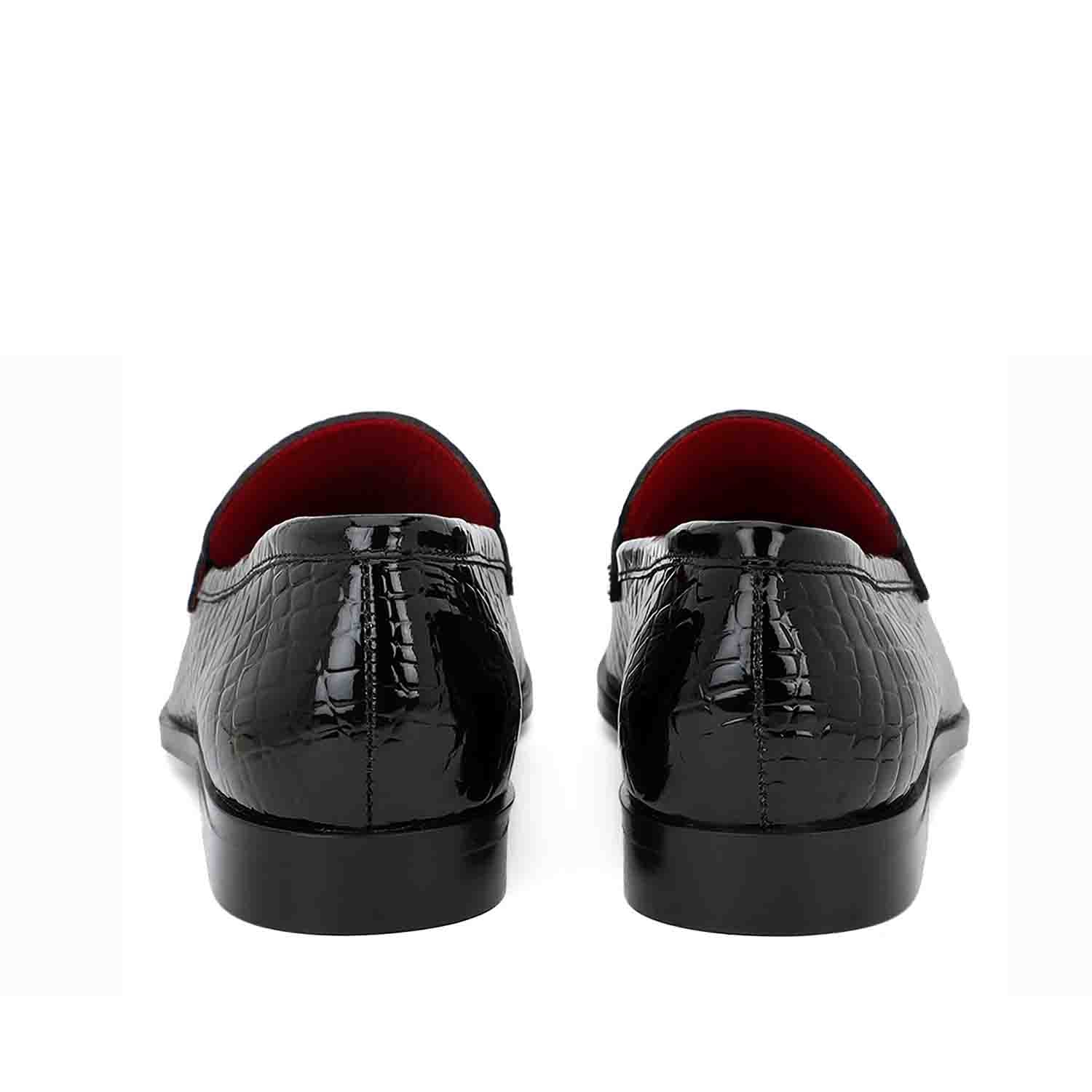 Saint Lucas Black Croco Patent Leather Moccasins - Image 5