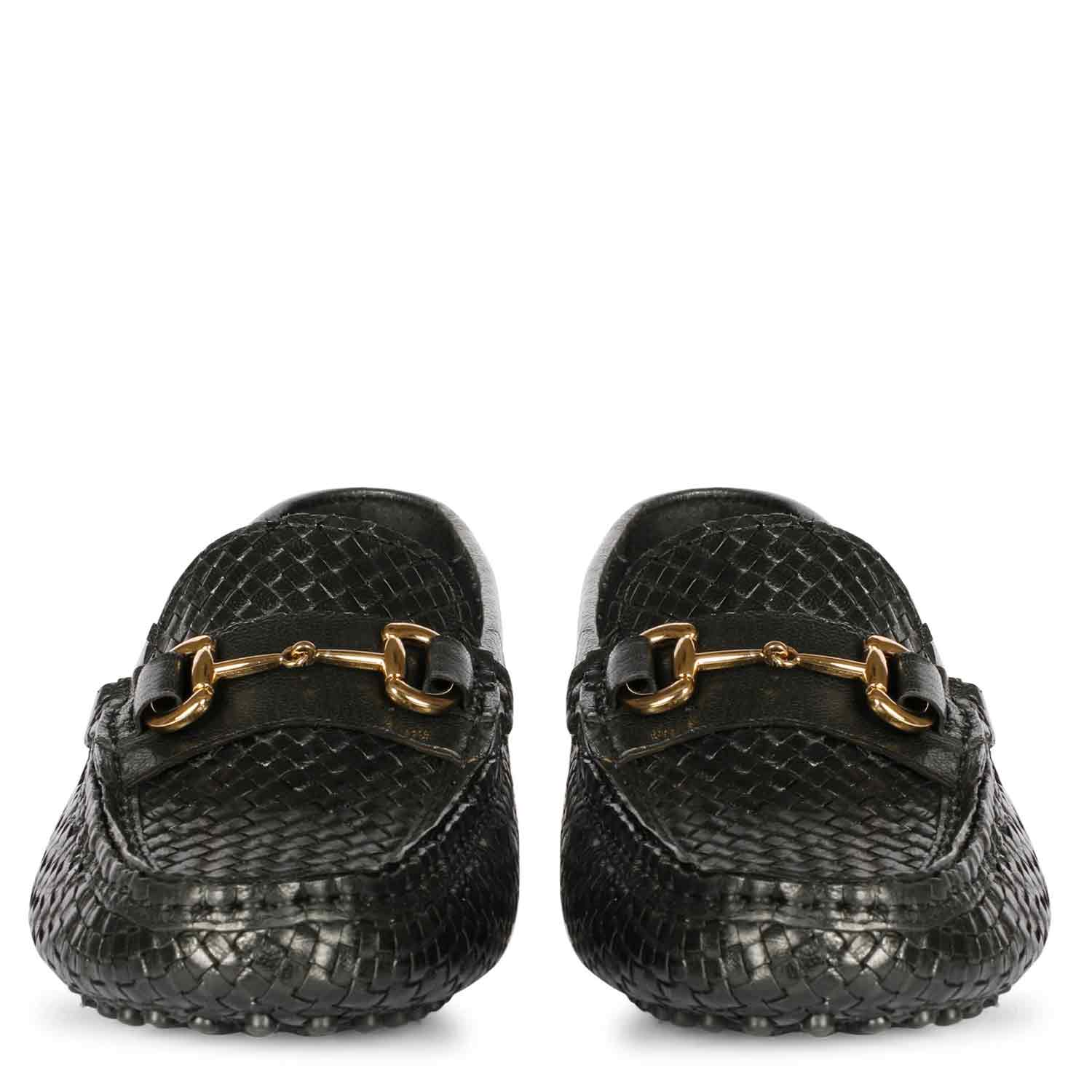 Saint Lucy Black Woven Leather Loafers - Image 3