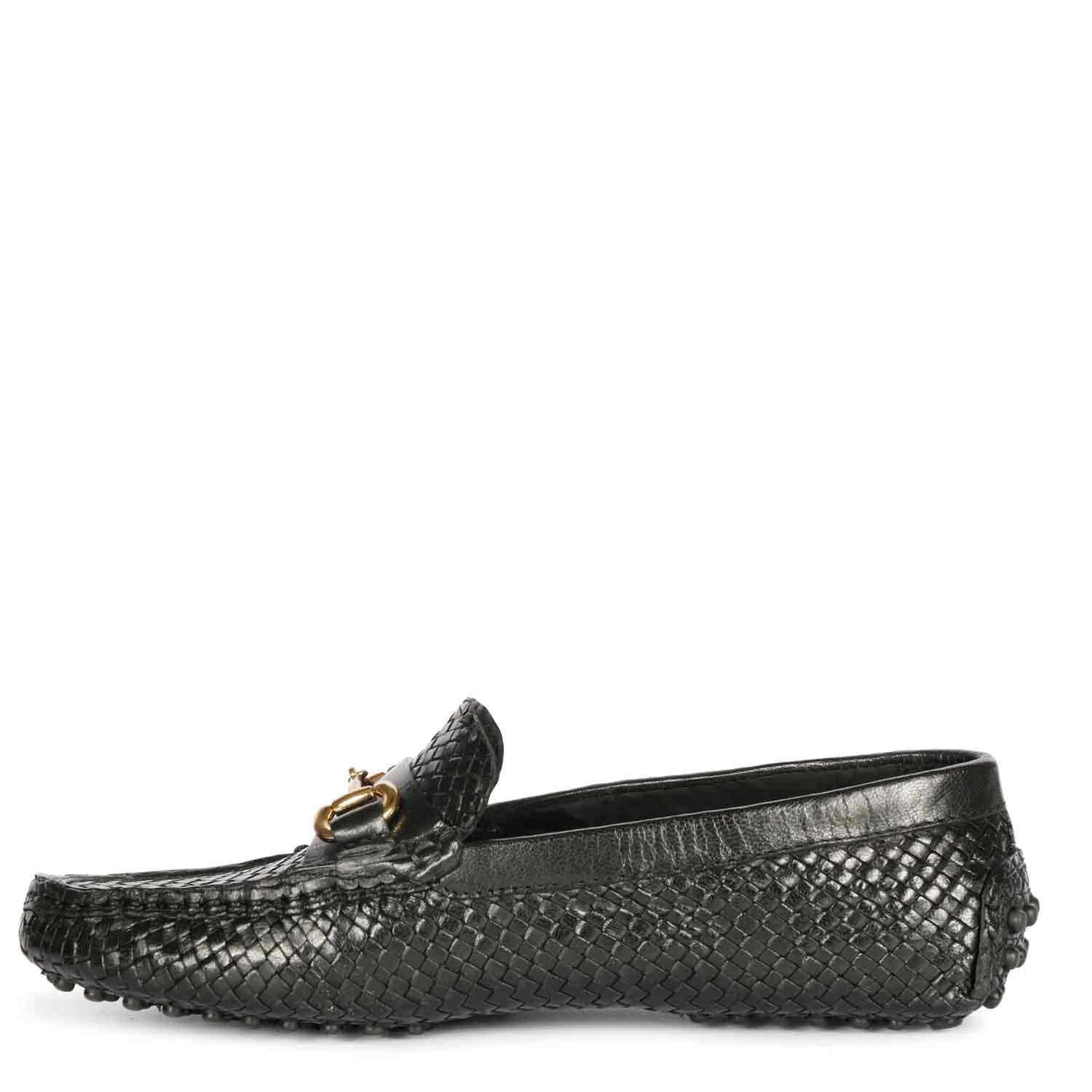 Saint Lucy Black Woven Leather Loafers - Image 4