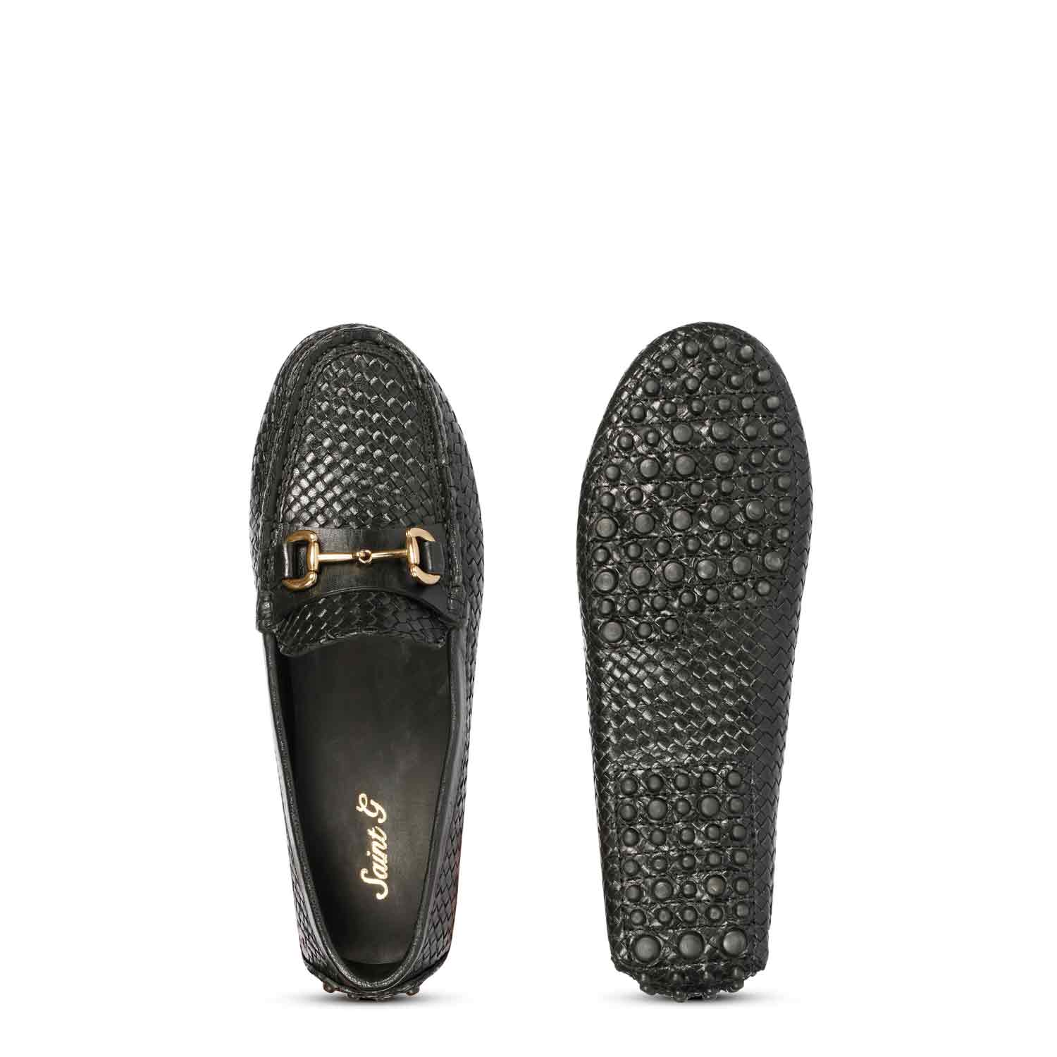 Saint Lucy Black Woven Leather Loafers - Image 8