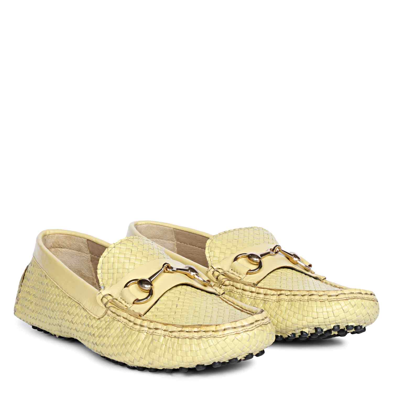 Saint Lucy Lime Woven Leather Loafers - Image 2