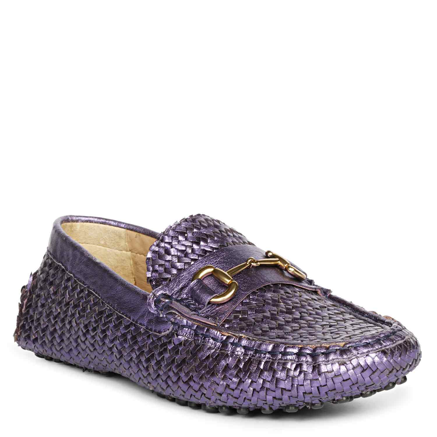 Saint Lucy Purple Woven Leather Loafers - Image 6