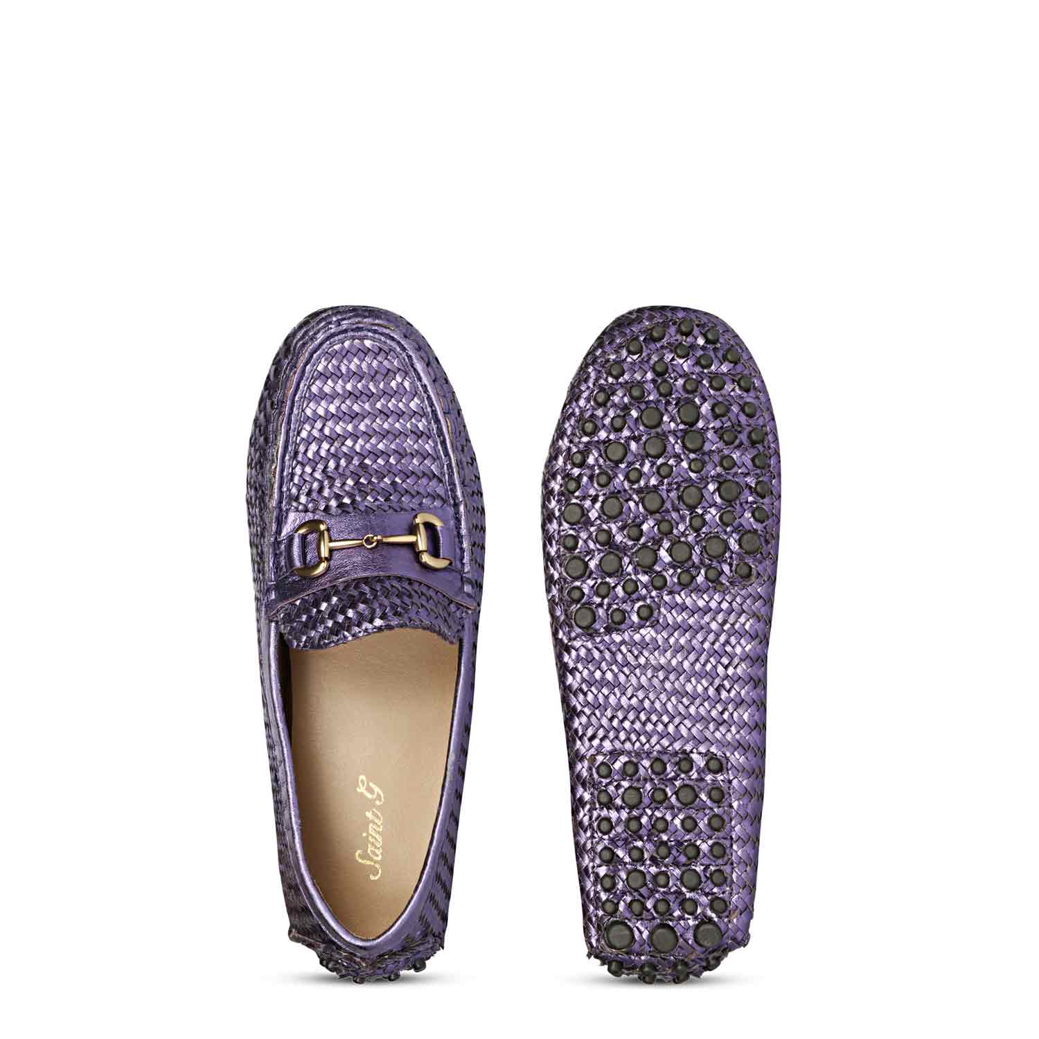 Saint Lucy Purple Woven Leather Loafers - Image 8