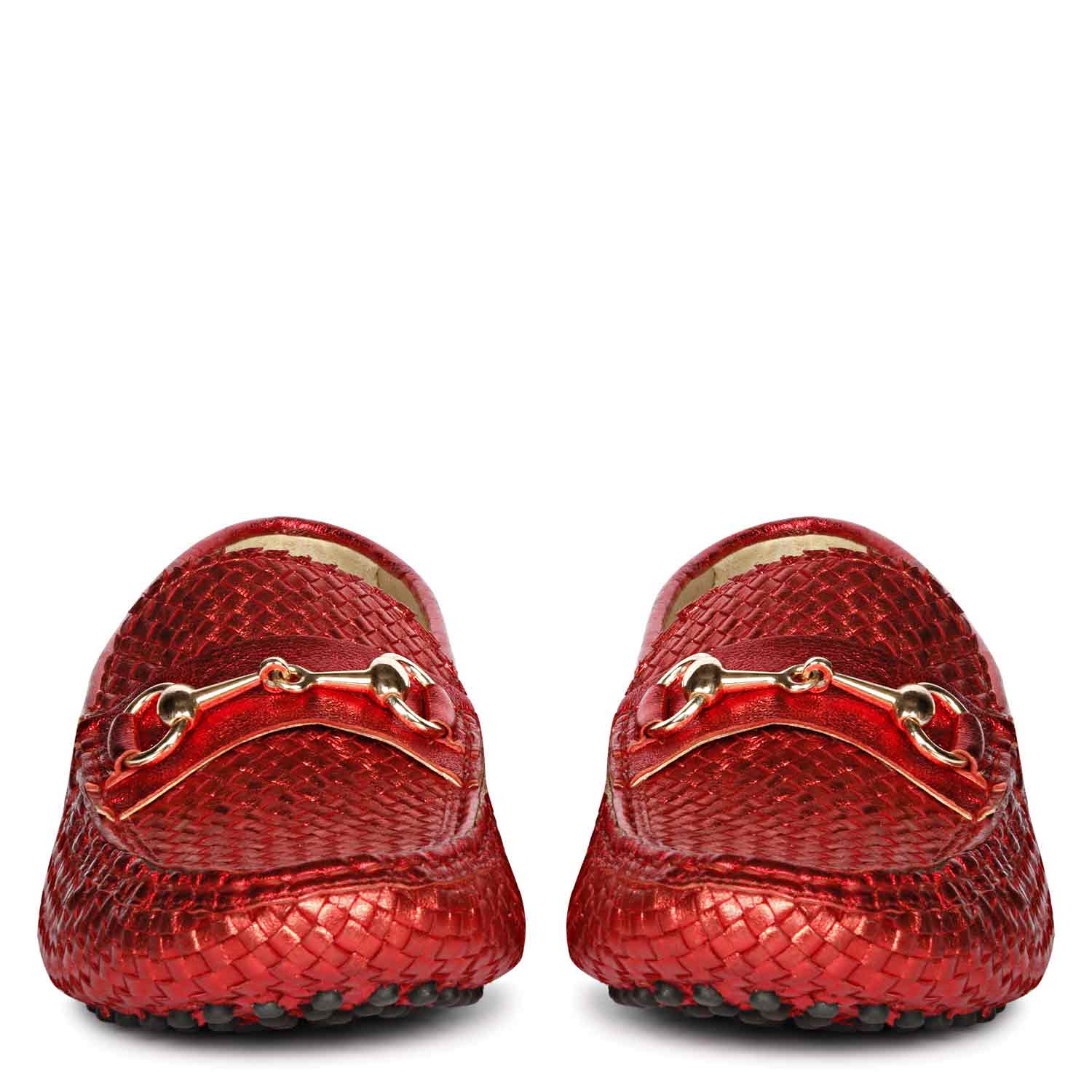 Saint Lucy Red Woven Leather Loafers - Image 3