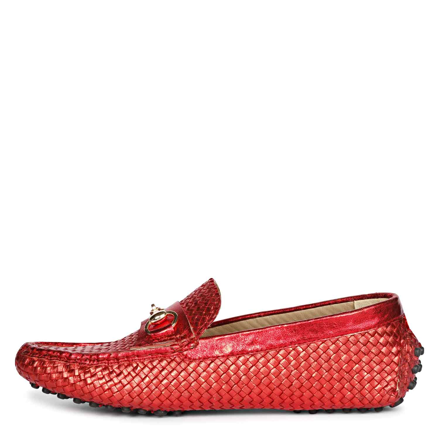 Saint Lucy Red Woven Leather Loafers - Image 4