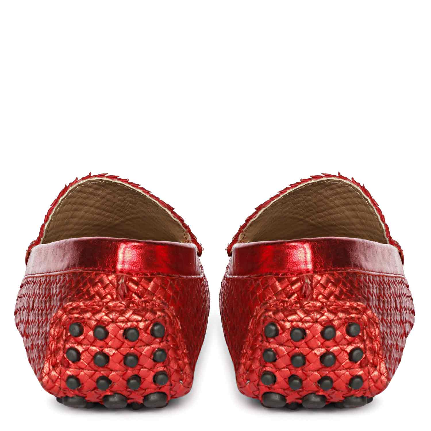 Saint Lucy Red Woven Leather Loafers - Image 5