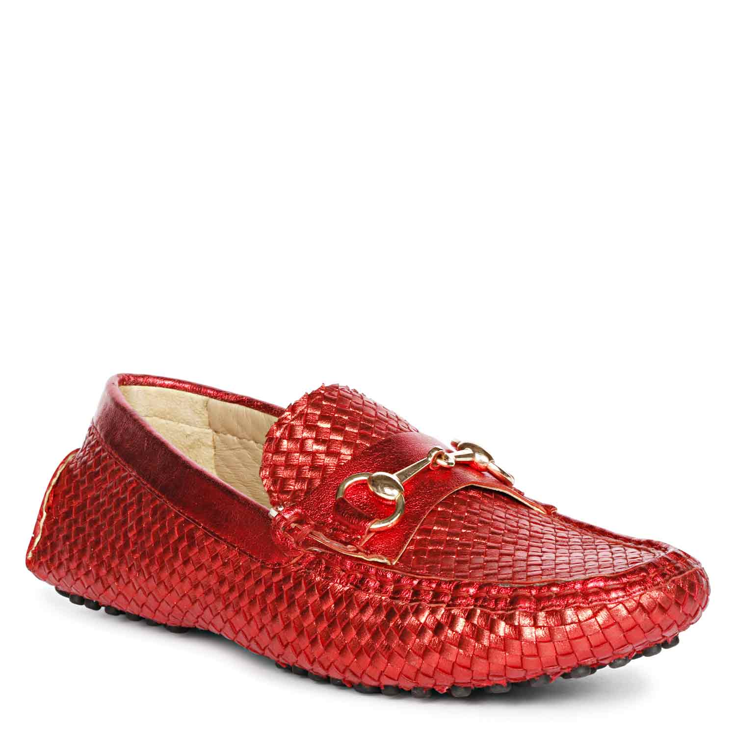 Saint Lucy Red Woven Leather Loafers - Image 6