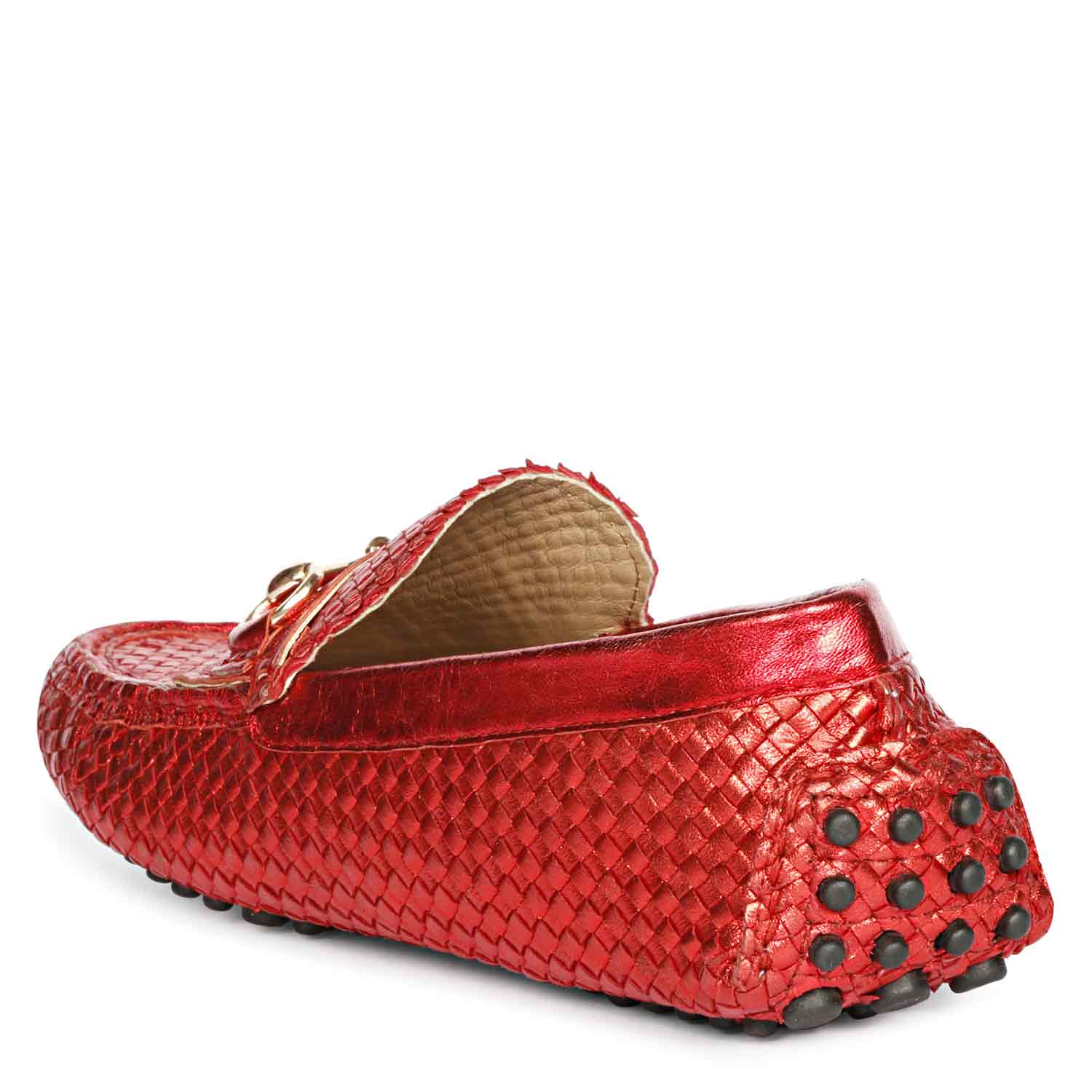 Saint Lucy Red Woven Leather Loafers - Image 7
