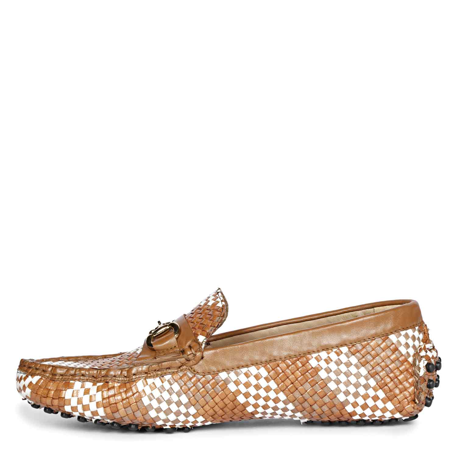 Saint Lucy Tan & White Woven Leather Loafers - Image 4