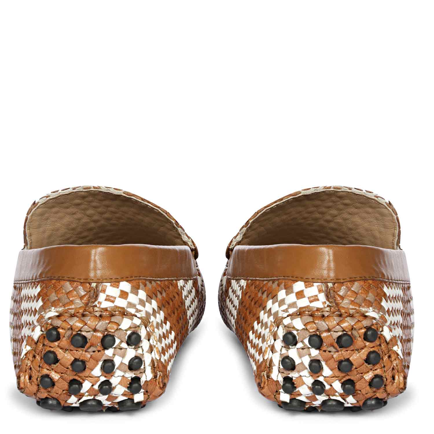 Saint Lucy Tan & White Woven Leather Loafers - Image 5