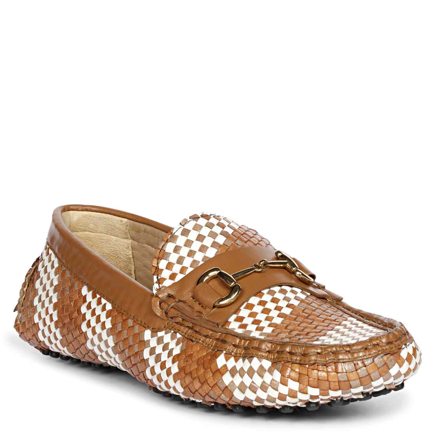 Saint Lucy Tan & White Woven Leather Loafers - Image 6