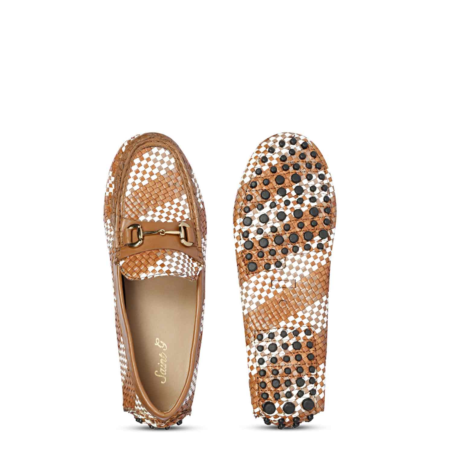 Saint Lucy Tan & White Woven Leather Loafers - Image 8