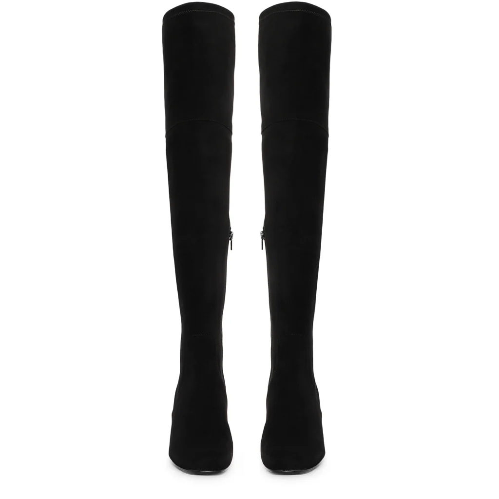 Saint Luisa Black Stretch Suede Above The Knee Boots - Image 5