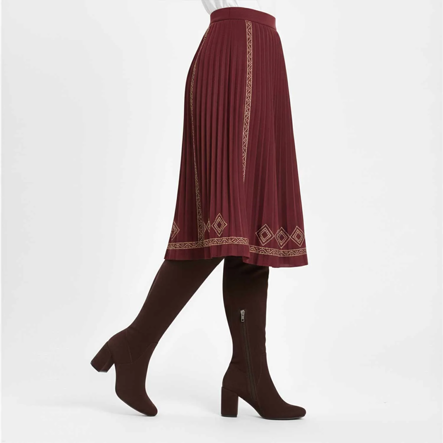 Saint Luisa Brown Stretch Suede thigh high Boots - Image 2