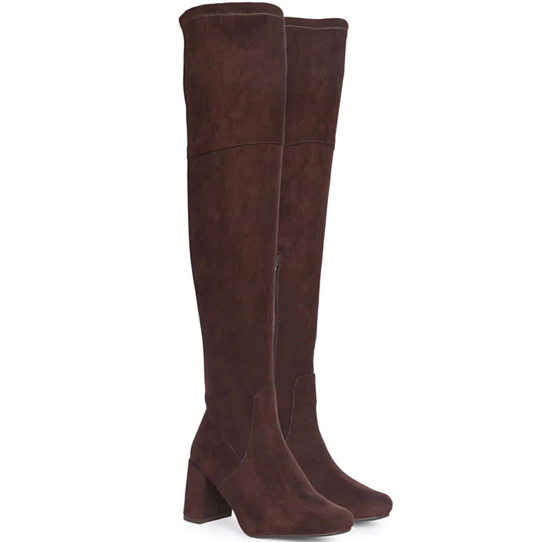 Saint Luisa Brown Stretch Suede thigh high Boots - Image 3