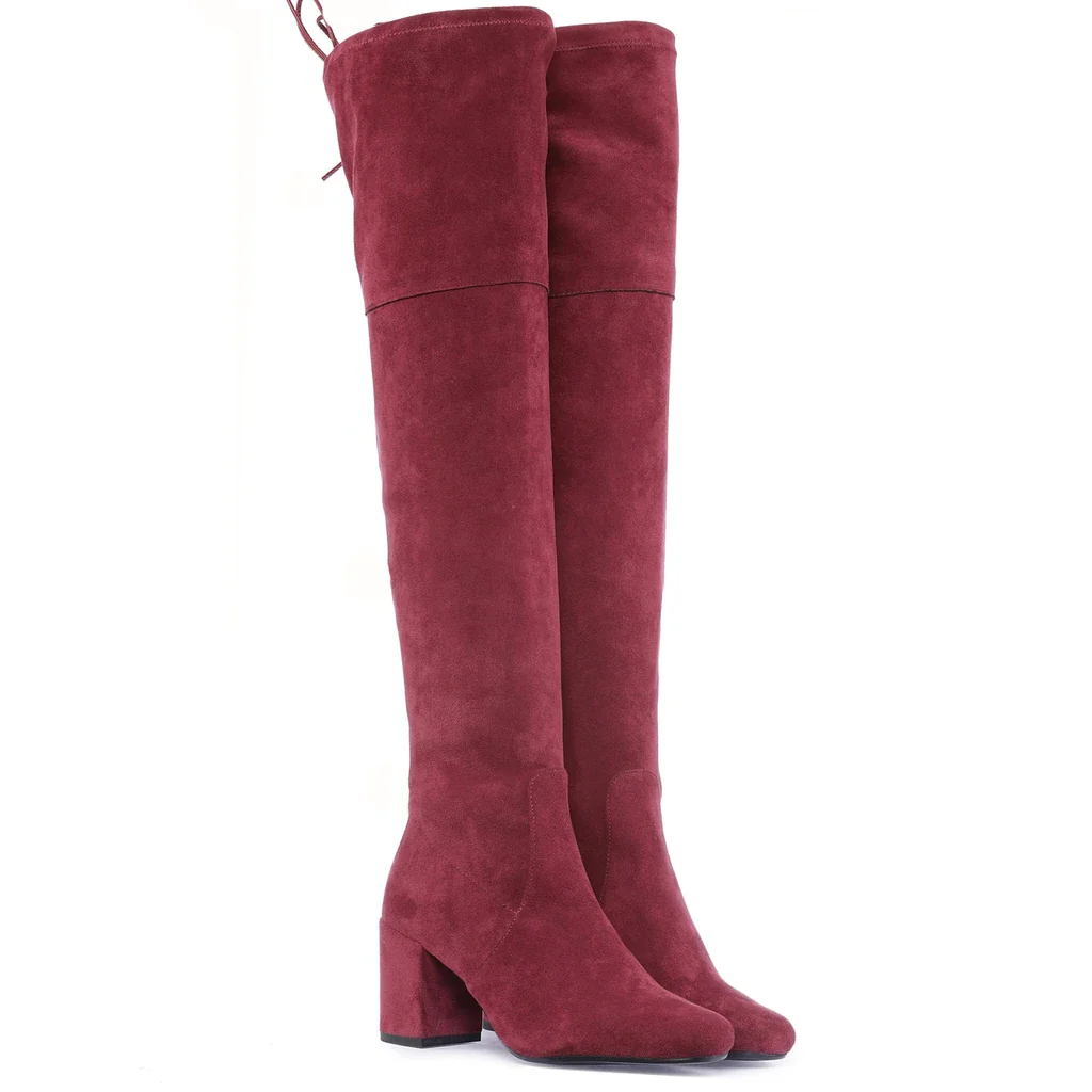 Saint Luisa Maroon Stretch Suede Above The Knee thigh high Boots - Image 3