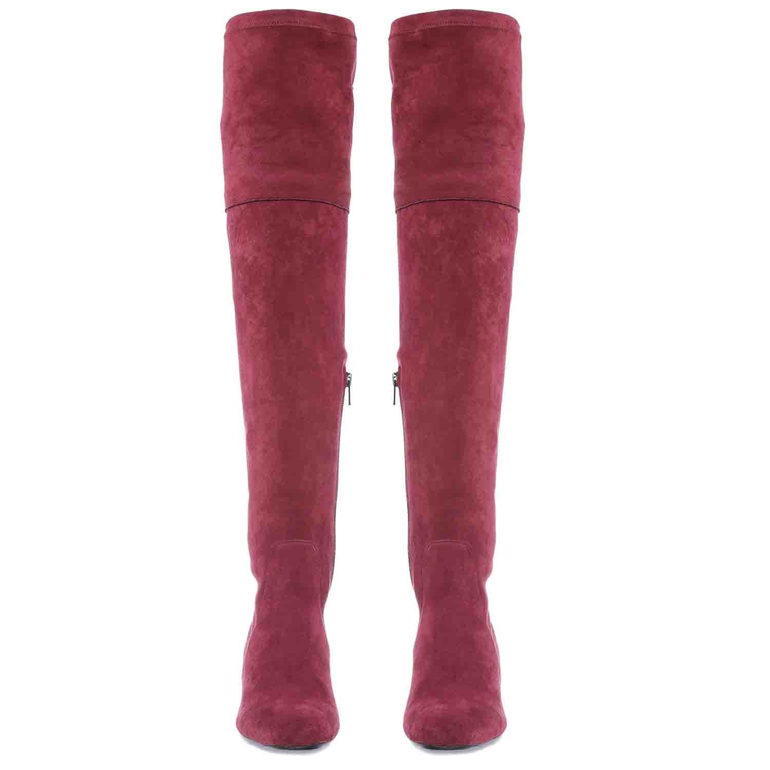 Saint Luisa Maroon Stretch Suede Above The Knee thigh high Boots - Image 5