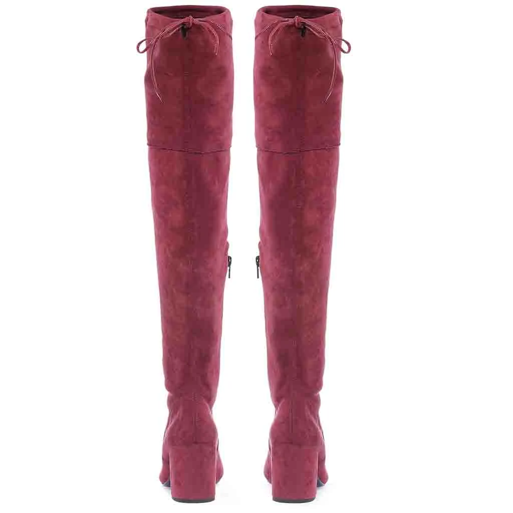 Saint Luisa Maroon Stretch Suede Above The Knee thigh high Boots - Image 6