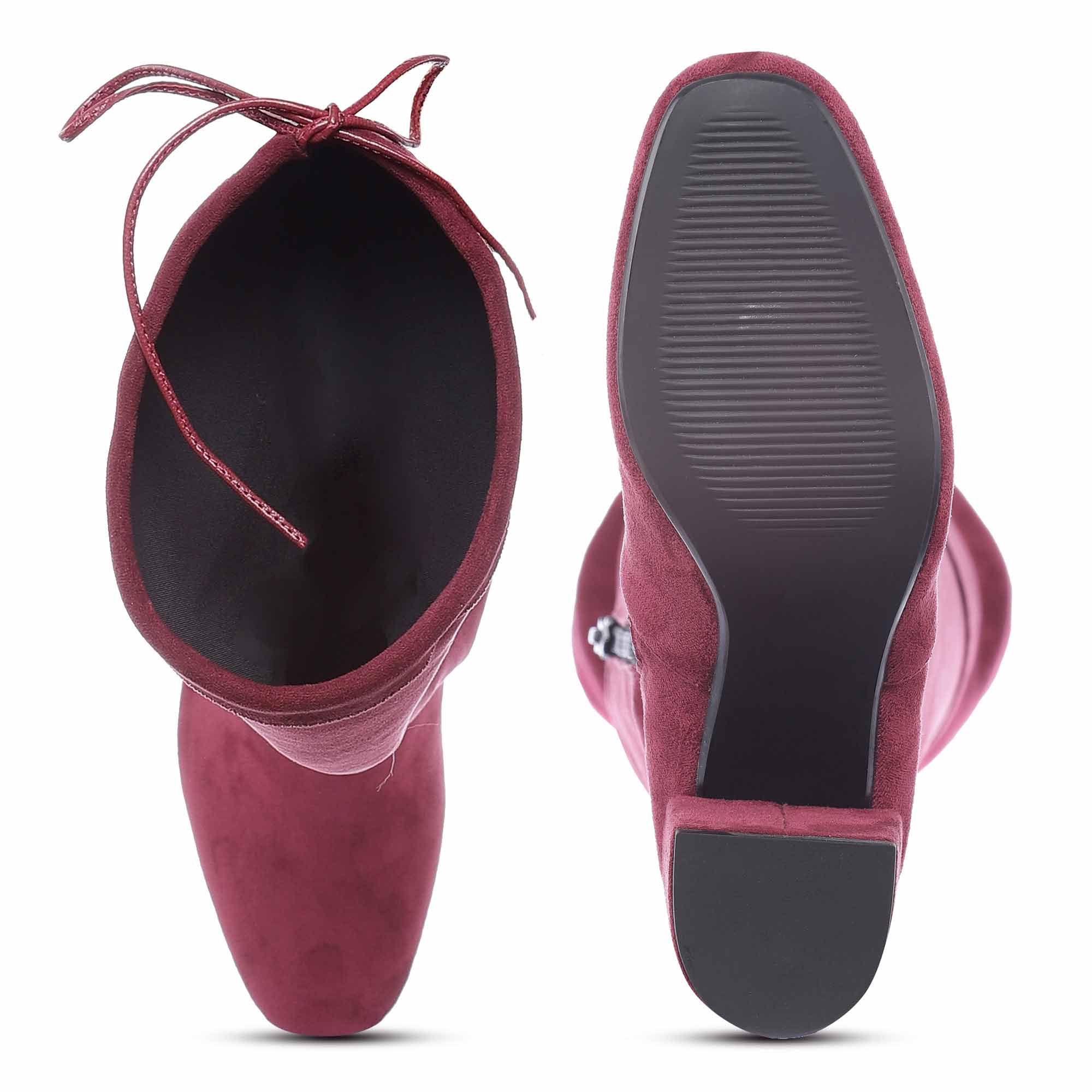 Saint Luisa Maroon Stretch Suede Above The Knee thigh high Boots - Image 7