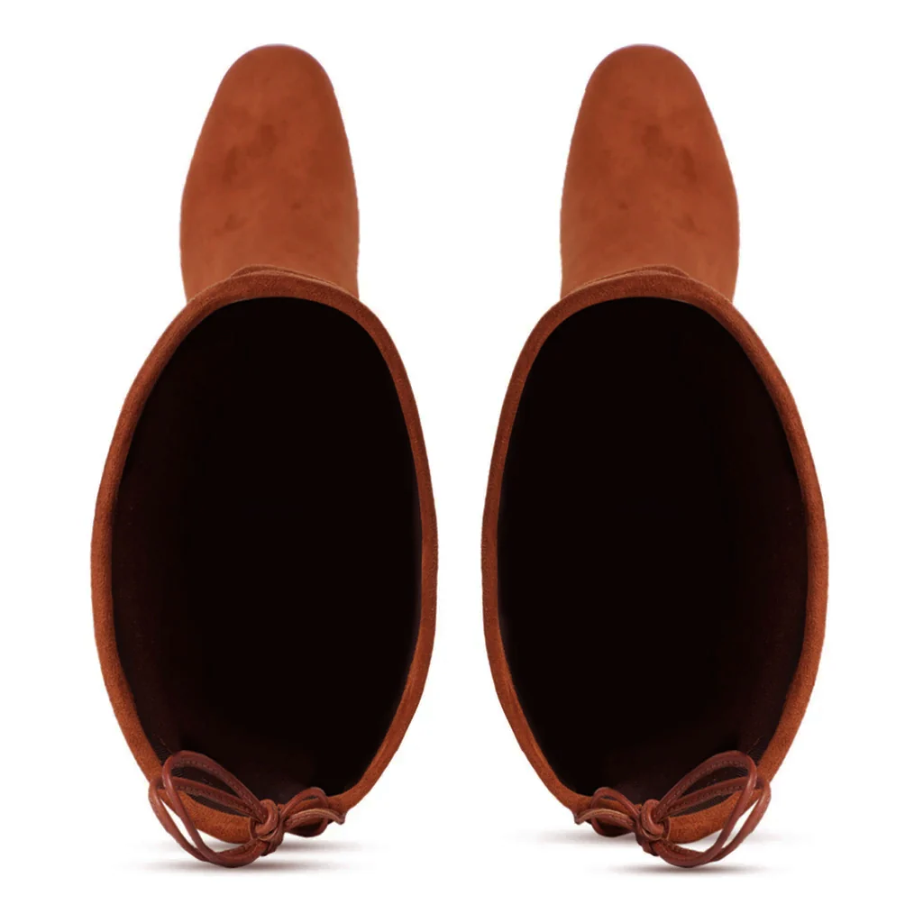 Saint Luisa Tan Stretch Suede Above The Knee Boots - Image 7