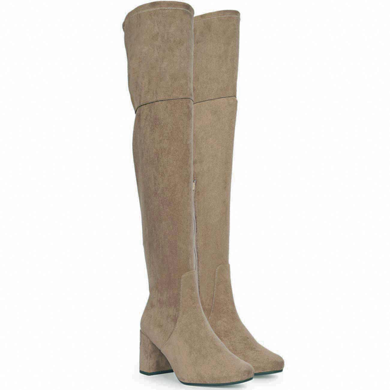 Saint Luisa Taupe Stretch Suede Above The Knee thigh high Boots - Image 3