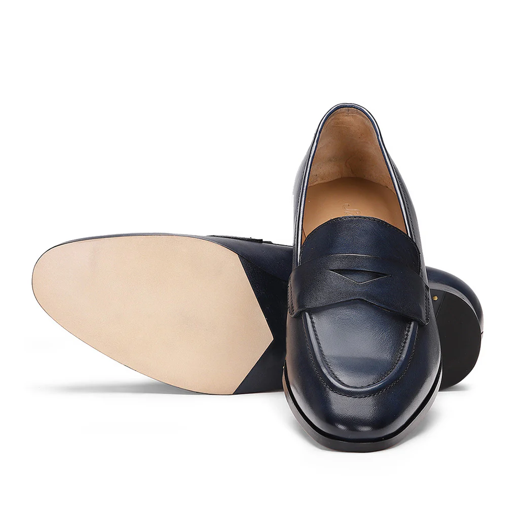 Saint Lukonin Navy Leather Loafers - Image 4