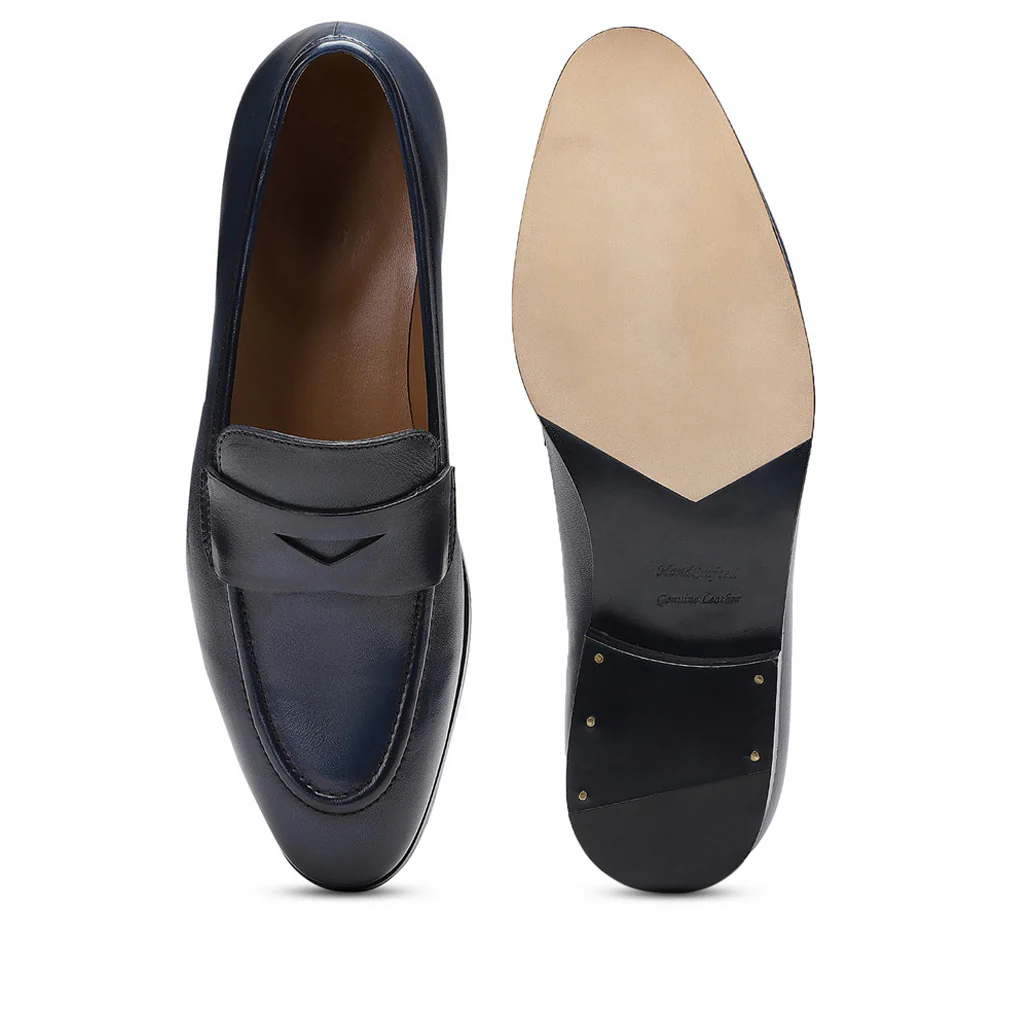 Saint Lukonin Navy Leather Loafers - Image 7