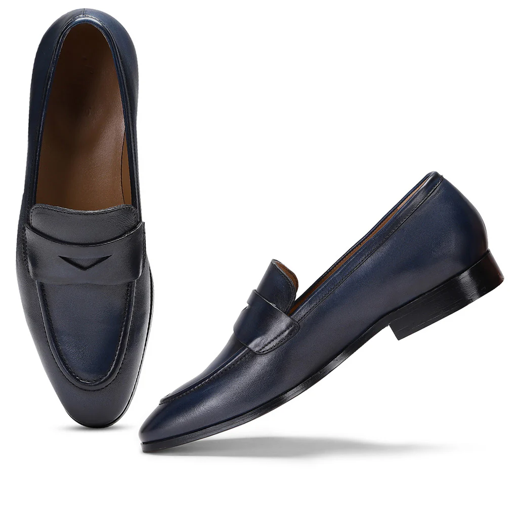 Saint Lukonin Navy Leather Loafers - Image 8