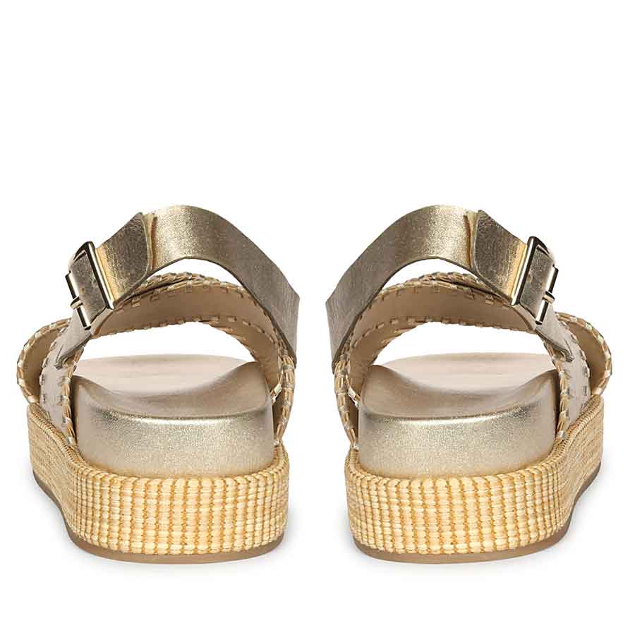 Saint Luma Gold Leather Platform Sandals - Image 5