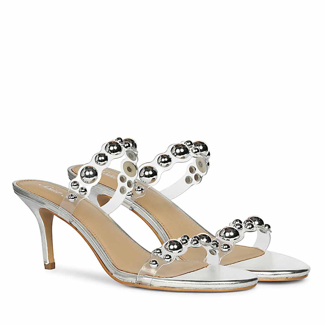 Saint Lumi Studded Silver Stiletto Heels - Image 3