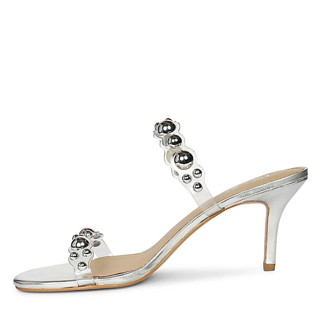 Saint Lumi Studded Silver Stiletto Heels - Image 4