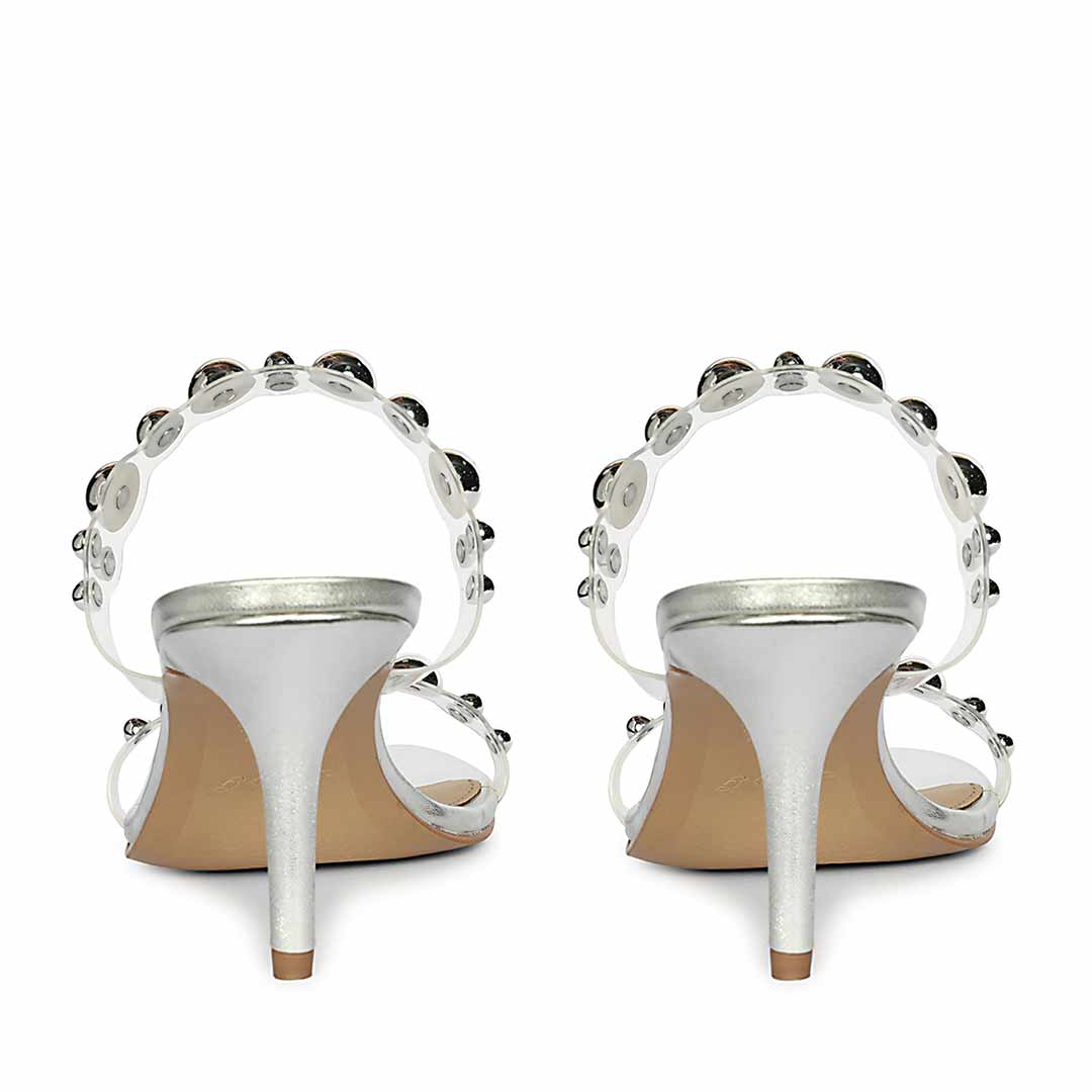 Saint Lumi Studded Silver Stiletto Heels - Image 6